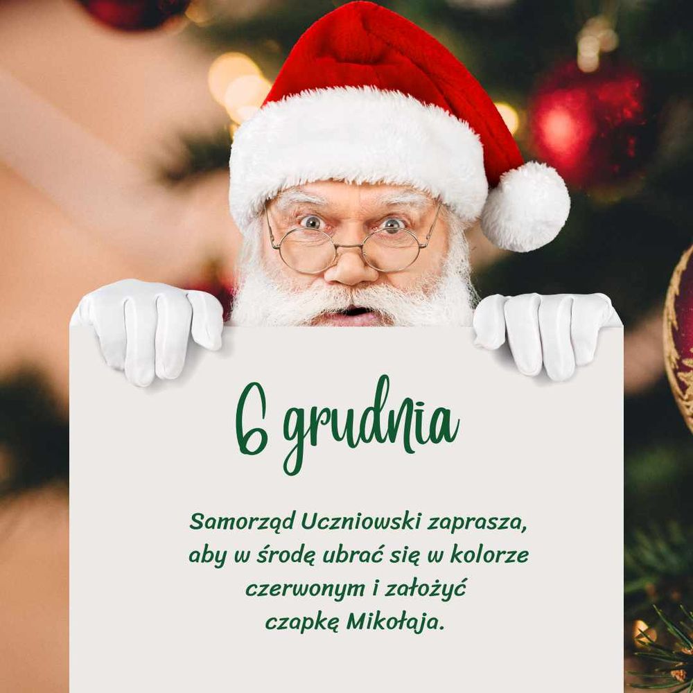 Plakat - zaproszenie do udziału w mikołajkowej akcji